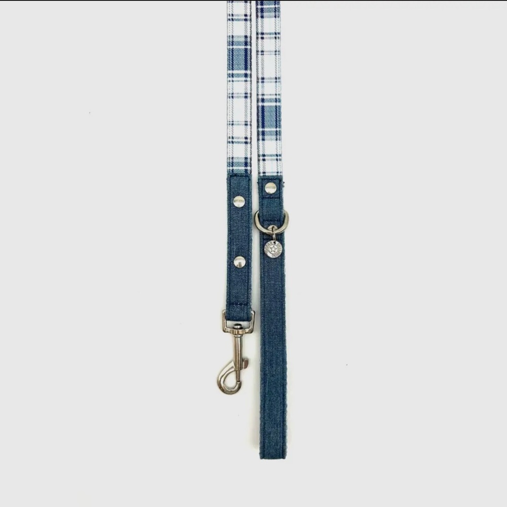 Blue Plaid Dog Leash